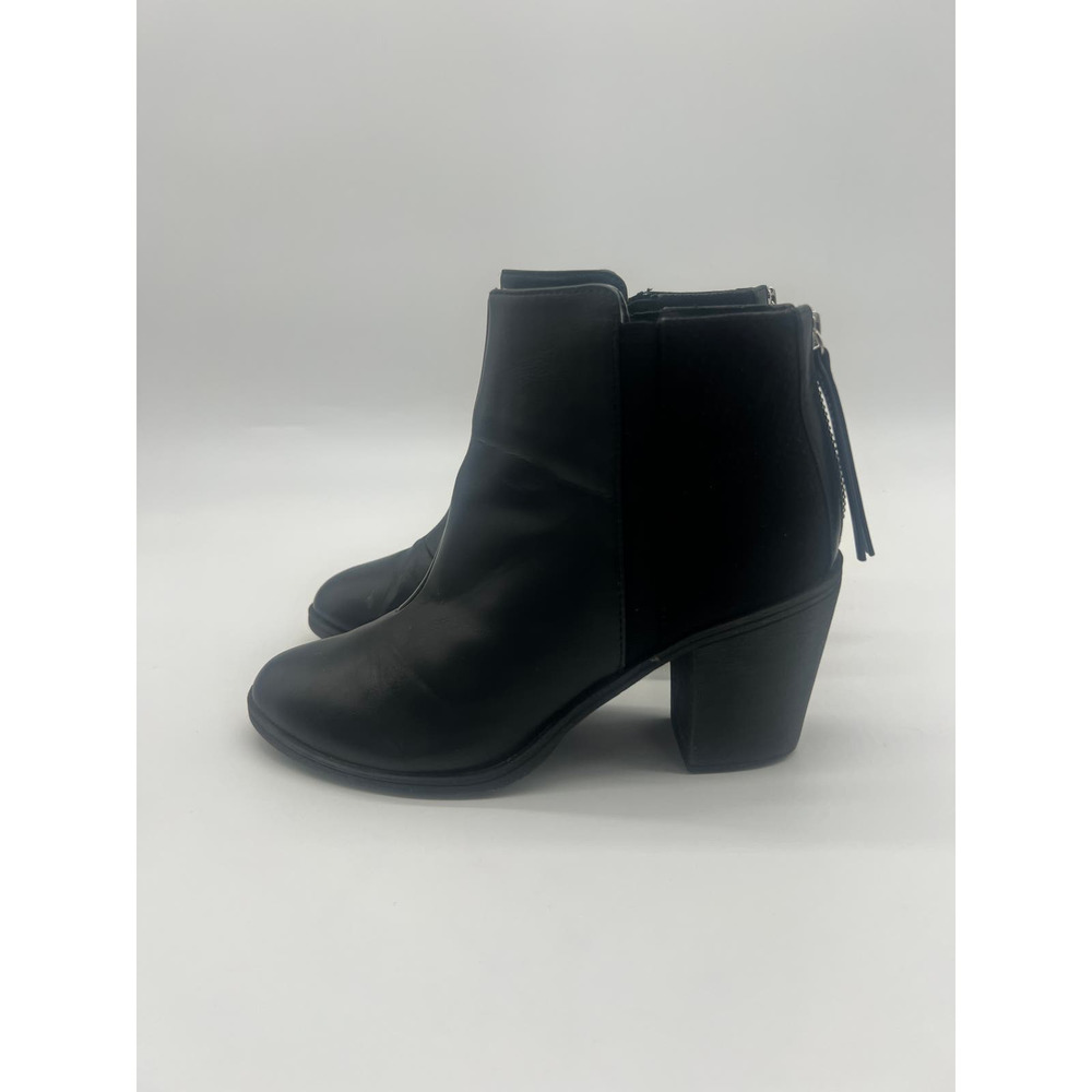 Divided Black Faux Leather Booties